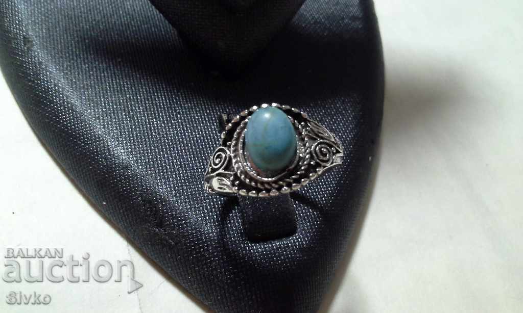 Ring with a blue stone resembling turquoise