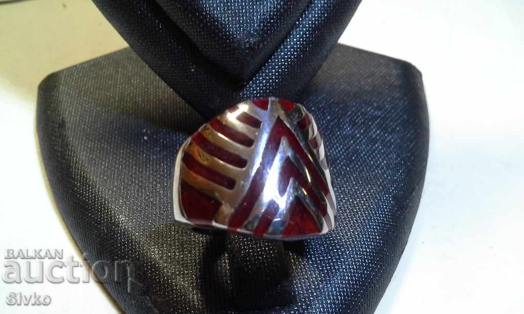 New large red enamel ring