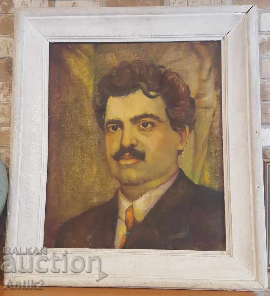 1930s Al. Stamboliyski Portrait Oil on Canvas 75x68 cm