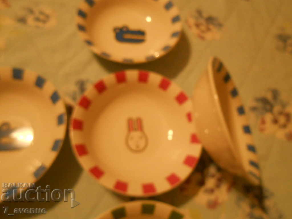 Old porcelain 5 bowls for children Panda Crocodile Rabbit 11.11.20 with price 20.00 BGN | € 10.23