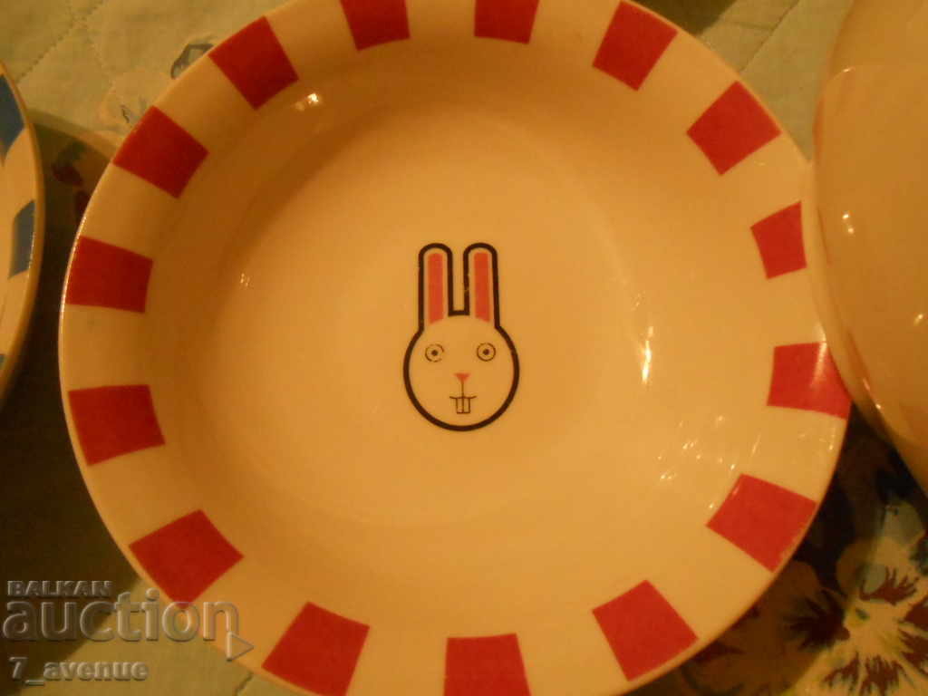 Old porcelain 5 bowls for children Panda Crocodile Rabbit 11.11.20 - 6