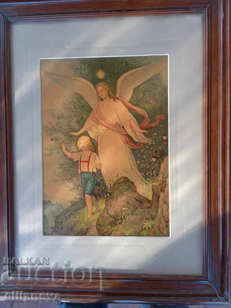 reproduction Angel with a boy in a frame 700 / 500mm