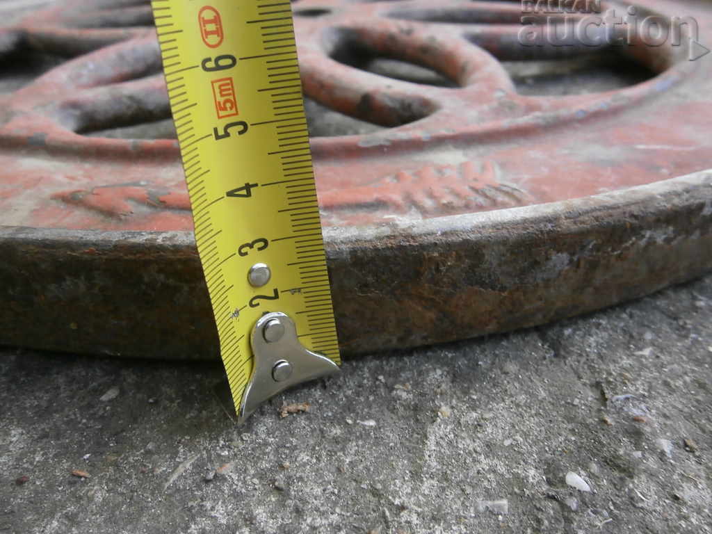 antique large metal flywheel 19th century - 6