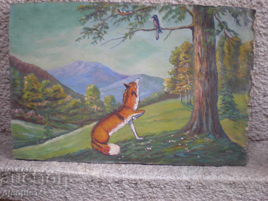 Pictură, ulei pe carton.