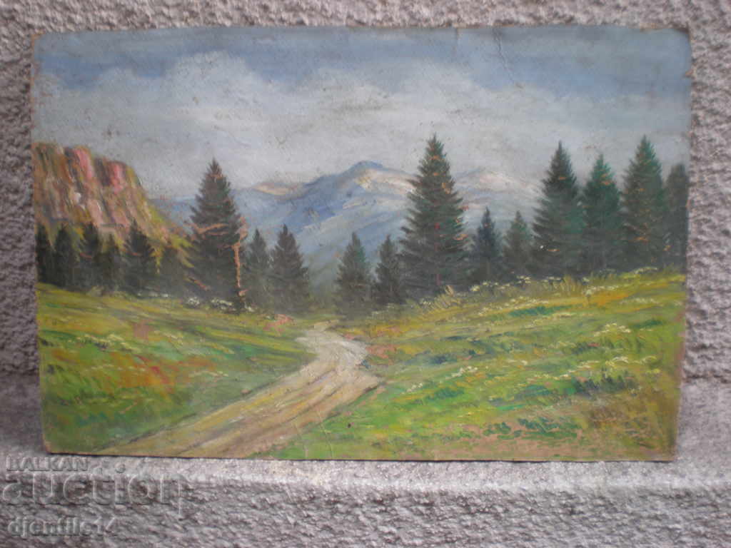 Pictură, ulei pe carton.