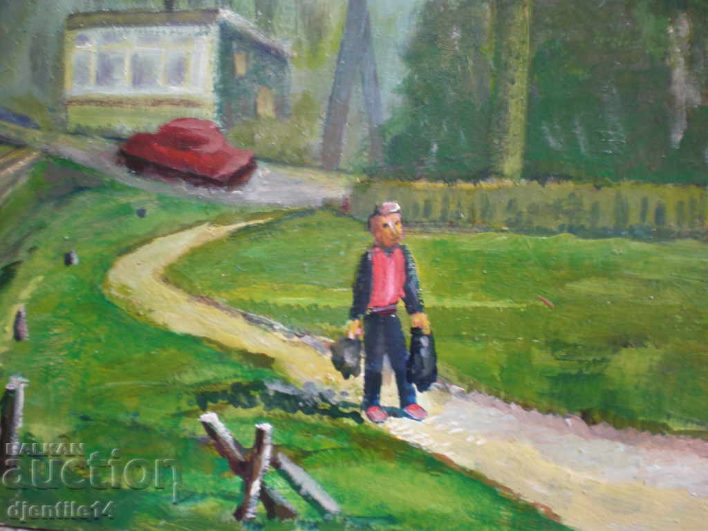 Auction Painting, oil on cardboard Auction Painting, oil on cardboard