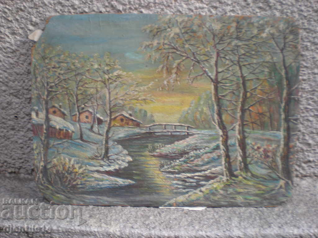 Pictură, ulei pe carton.