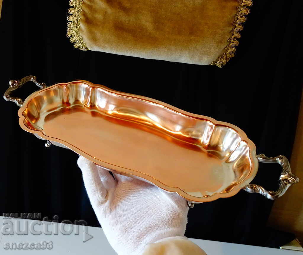 Μπαρόκ χάλκινη φρουτιέρα, ασήμι, με σήμανση Μπαρόκ χάλκινη φρουτιέρα, ασήμι, με σήμανση