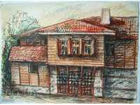 Pastel drawing signed Old house
