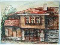 Pastel drawing signed Old house