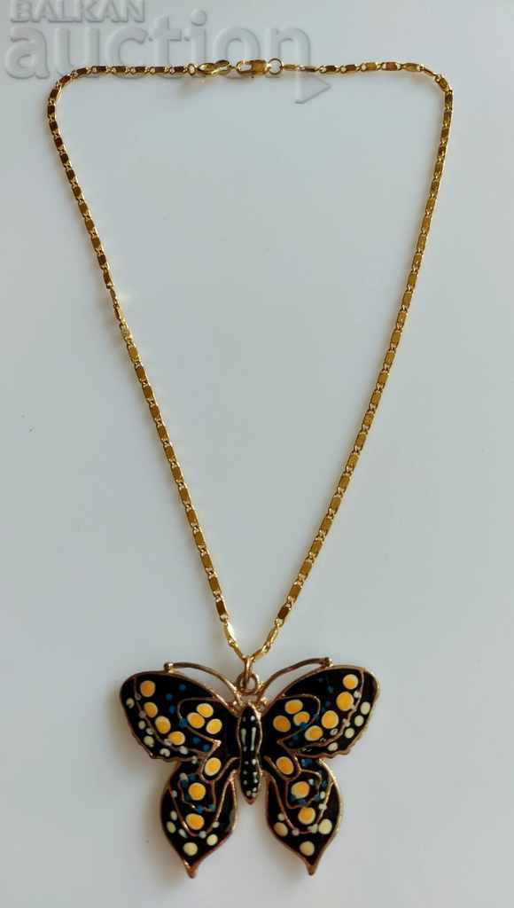 GERDAN CHAIN NECKLACE NECKLACE ENAMELED BUTTERFLY NECKLACE