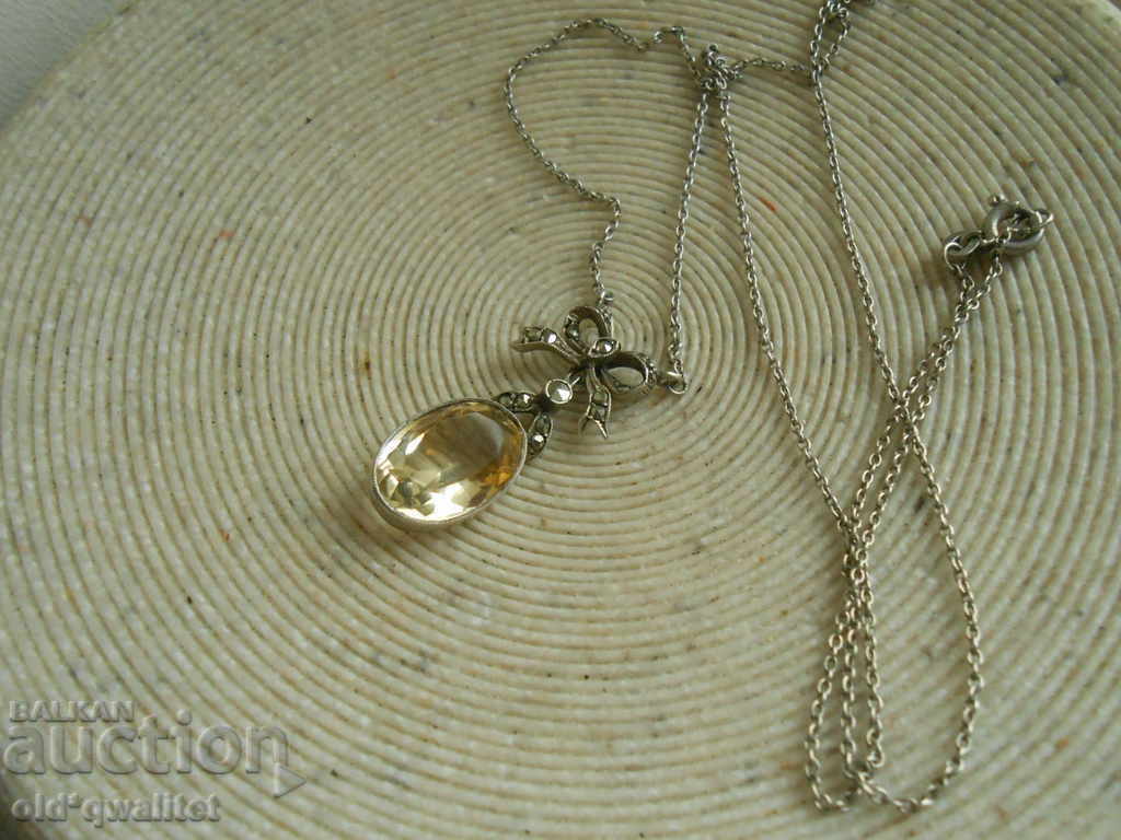 Delivery of Antique Silver Necklace with Natural Stone, approx. 1900 Delivery of Antique Silver Necklace with Natural Stone, approx. 1900