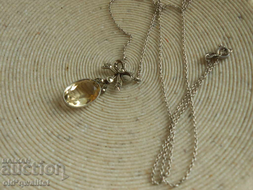 Antique Silver Necklace with Natural Stone, approx. 1900 - 5 Antique Silver Necklace with Natural Stone, approx. 1900 - 5