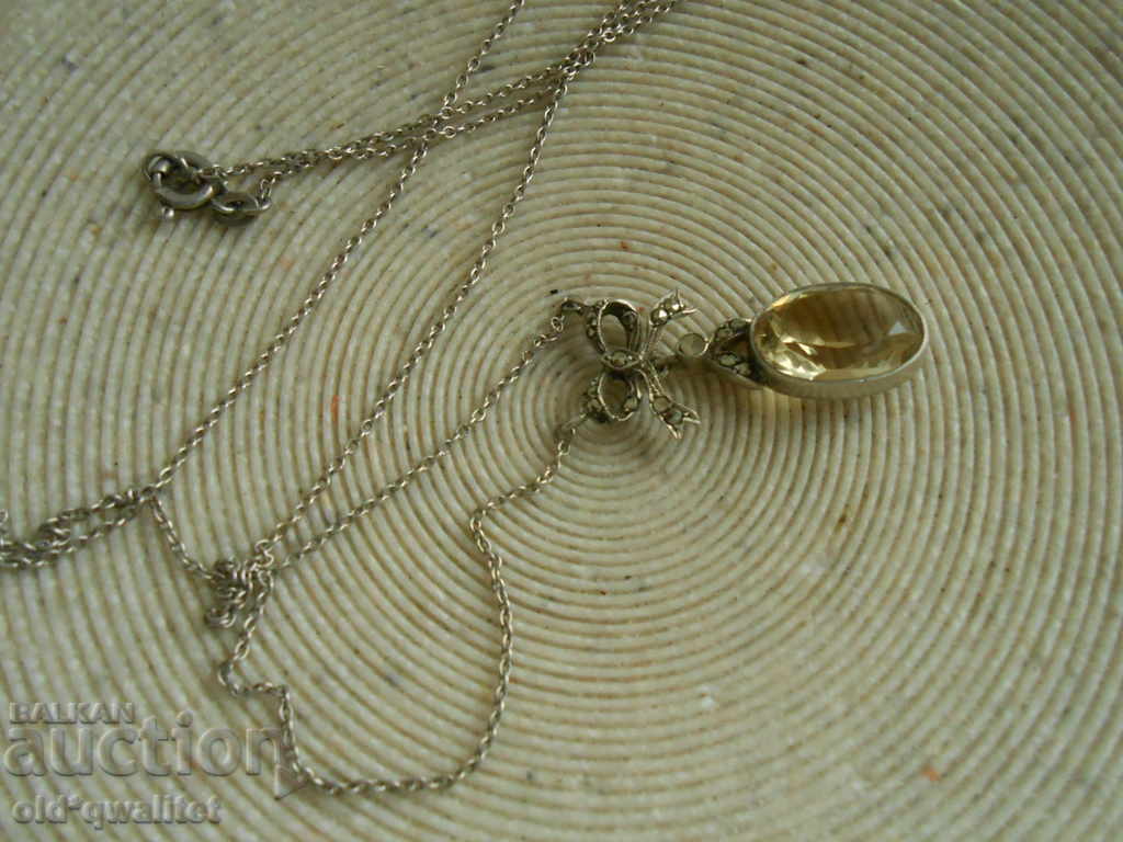 Antique Silver Necklace with Natural Stone, approx. 1900 - 6 Antique Silver Necklace with Natural Stone, approx. 1900 - 6