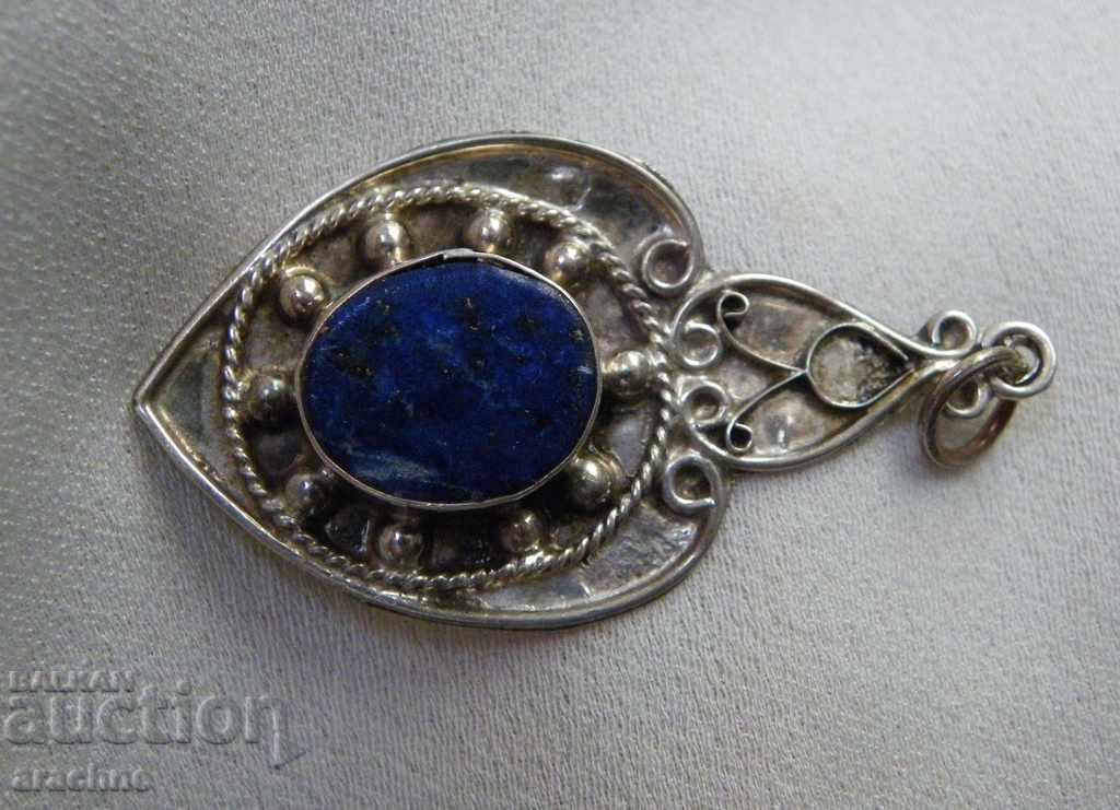 Large silver locket with lapis lazuli - 5 Large silver locket with lapis lazuli - 5