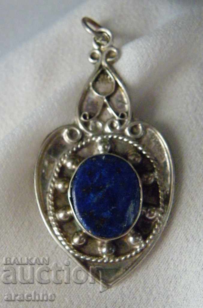 Large silver locket with lapis lazuli Large silver locket with lapis lazuli