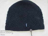 Black Men's Machine Knitted Hat, 100% Cashmere, Mongolia