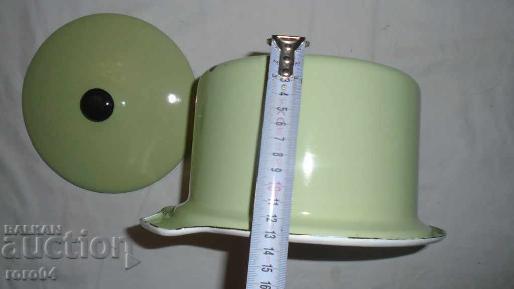 ENAMELED POT WITH LID - OBORISHCHE - 1970 - 5 ENAMELED POT WITH LID - OBORISHCHE - 1970 - 5