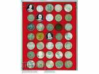 Lindner MB box in red PVC for 35 coins in capsules