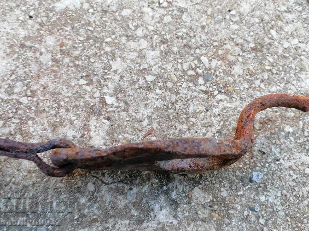 Auction Old latch wrought iron lock primitive chain Auction Old latch wrought iron lock primitive chain