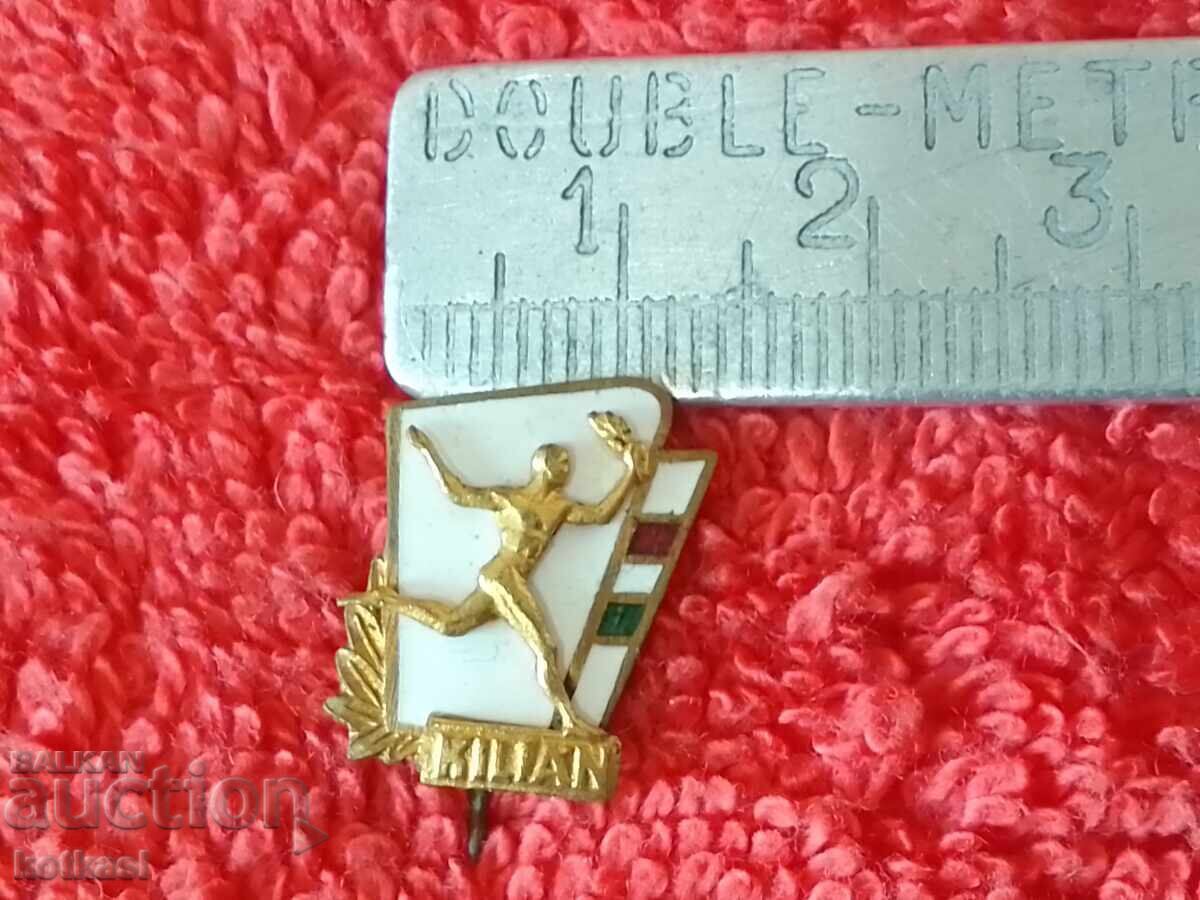 Παλαιό σοσιαλιστικό σήμα μπρονζέ σμάλτο Φωτοφόρος Ολυμπιακή Φλόγα αριθμός