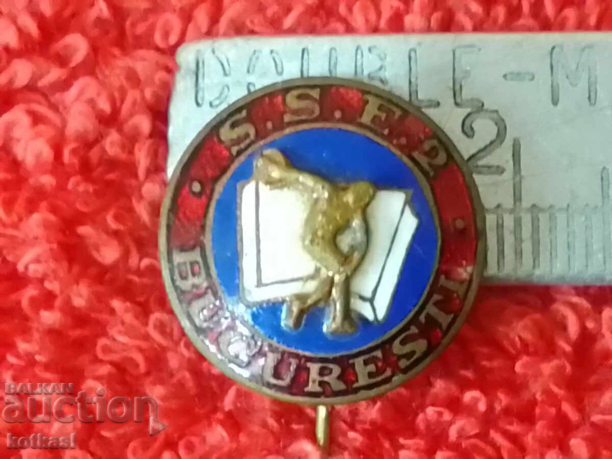 Old sports badge bronze pin enamel Romania excellent
