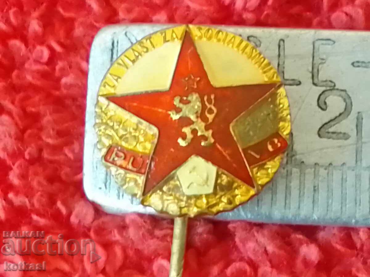 Old badge bronze pin ZA VLAST ZA SOCIALISMUS PUVB