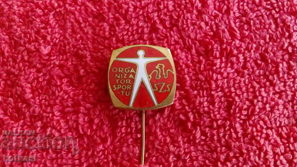 Old badge bronze pin Organizer sport SZS