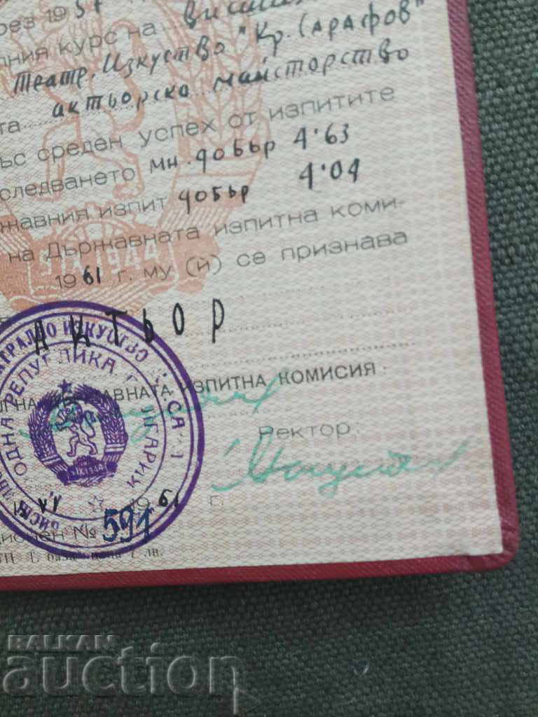 Delivery of Actor's diploma NRB VITIZ Delivery of Actor's diploma NRB VITIZ