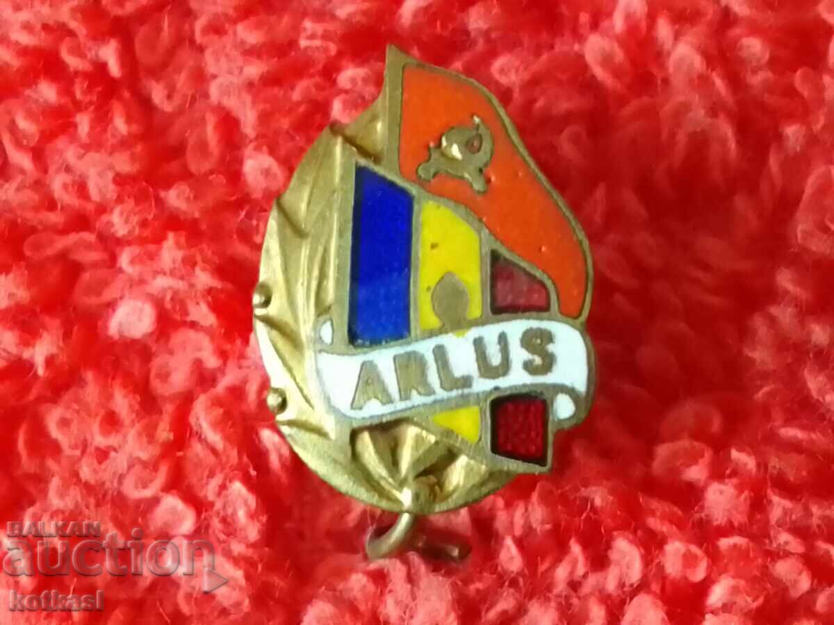 Auction Old bronze enamel badge Romania USSR ARLUS flag Auction Old bronze enamel badge Romania USSR ARLUS flag