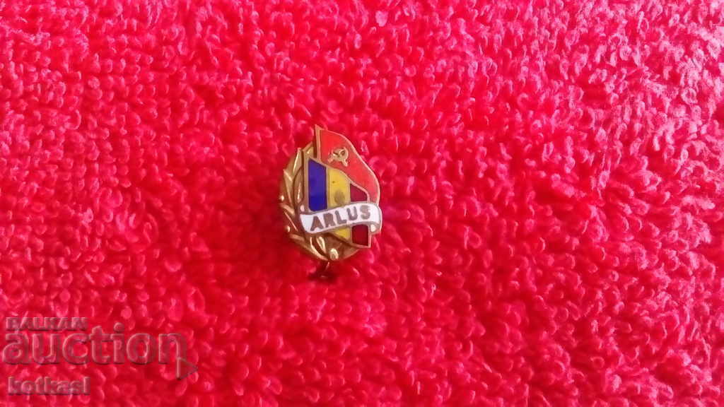 Old bronze enamel badge Romania USSR ARLUS flag