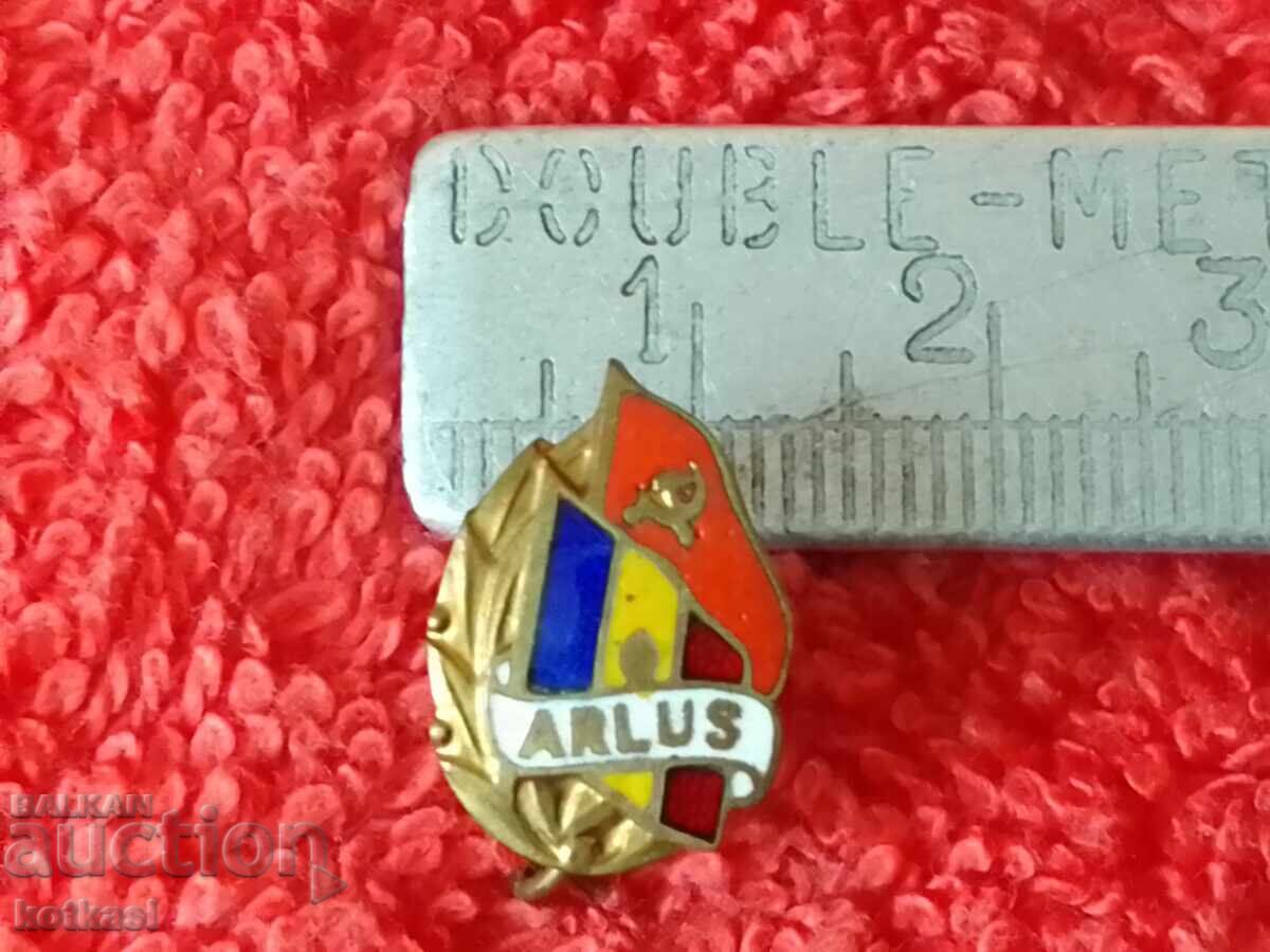 Old bronze enamel badge Romania USSR ARLUS flag Old bronze enamel badge Romania USSR ARLUS flag