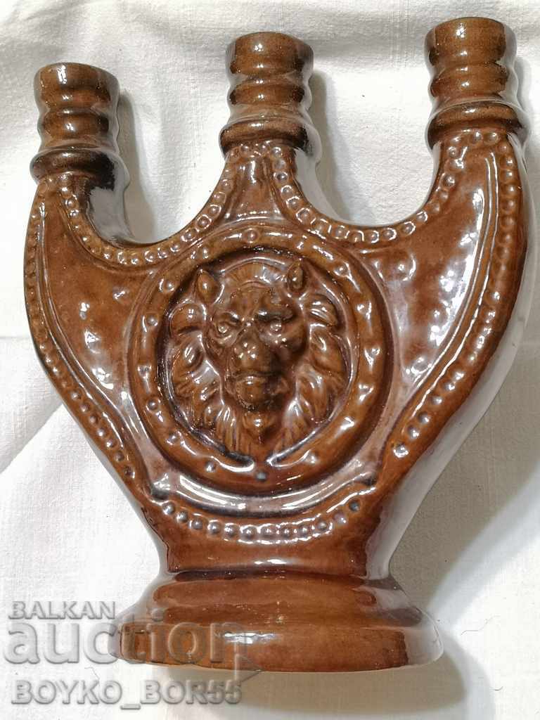 Unique Large Triple Candlestick with Lion Heads - 6