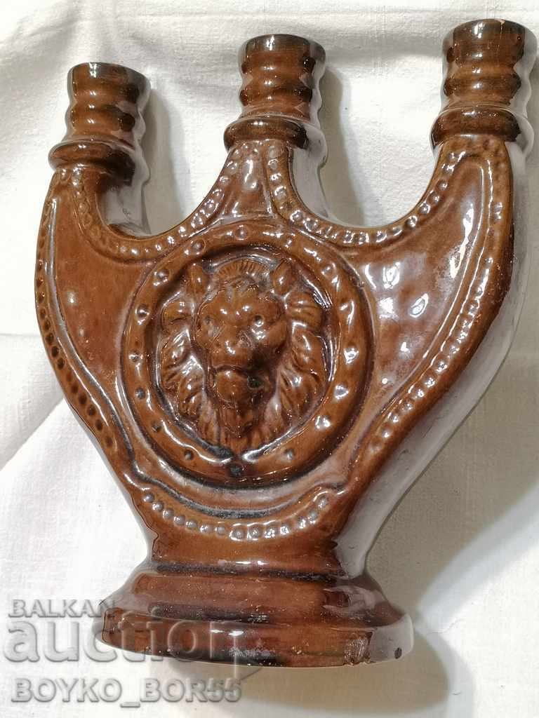 Unique Large Triple Candlestick with Lion Heads - 7