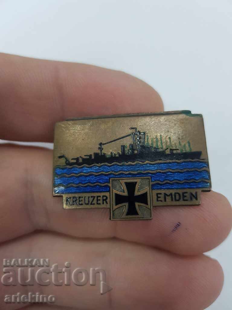 Auction Rare German badge with enamel Kreutzer EMDEN Auction Rare German badge with enamel Kreutzer EMDEN