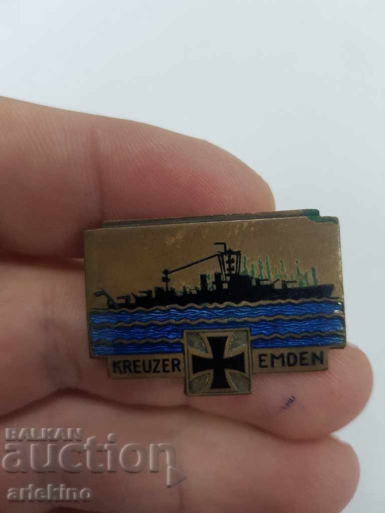 Rare German badge with enamel Kreutzer EMDEN