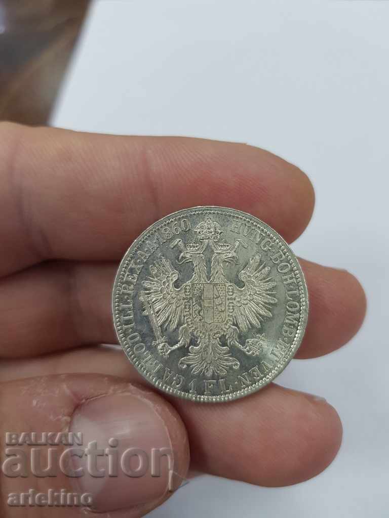 Auction UNC quality Austrian silver coin 1 FL 1860 Auction UNC quality Austrian silver coin 1 FL 1860