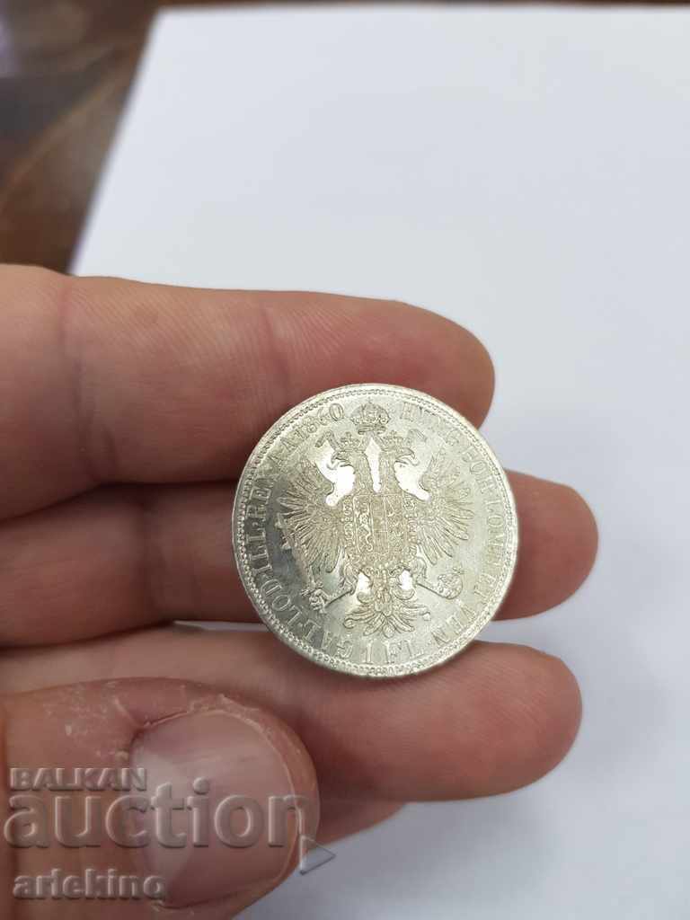 Delivery of UNC quality Austrian silver coin 1 FL 1860 Delivery of UNC quality Austrian silver coin 1 FL 1860