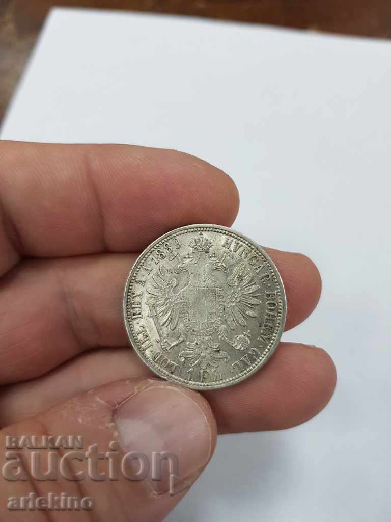 Качествена австрийска сребърна монета 1 FL 1889