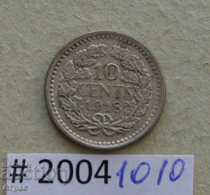 10 cenți 1918 Olanda