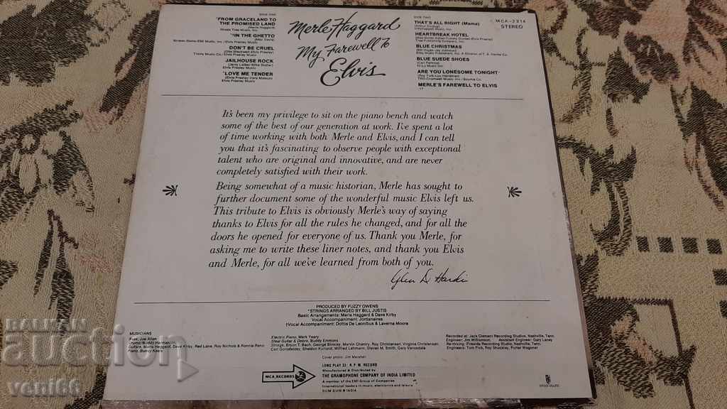 Auction Merlet Haggard gramophone record Auction Merlet Haggard gramophone record