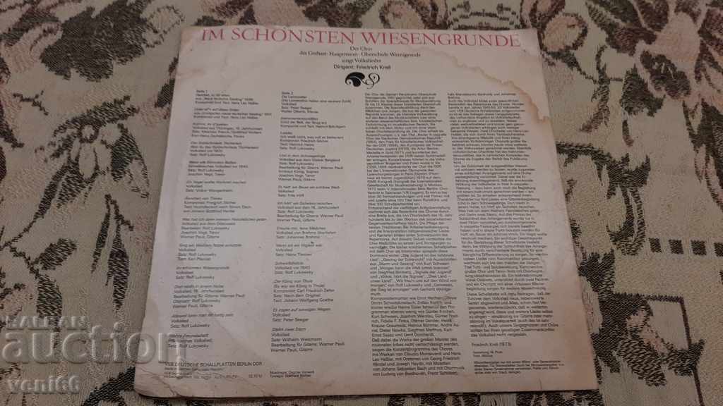 Auction Gramophone record - Folk choir by Gerhart Haupmann Auction Gramophone record - Folk choir by Gerhart Haupmann