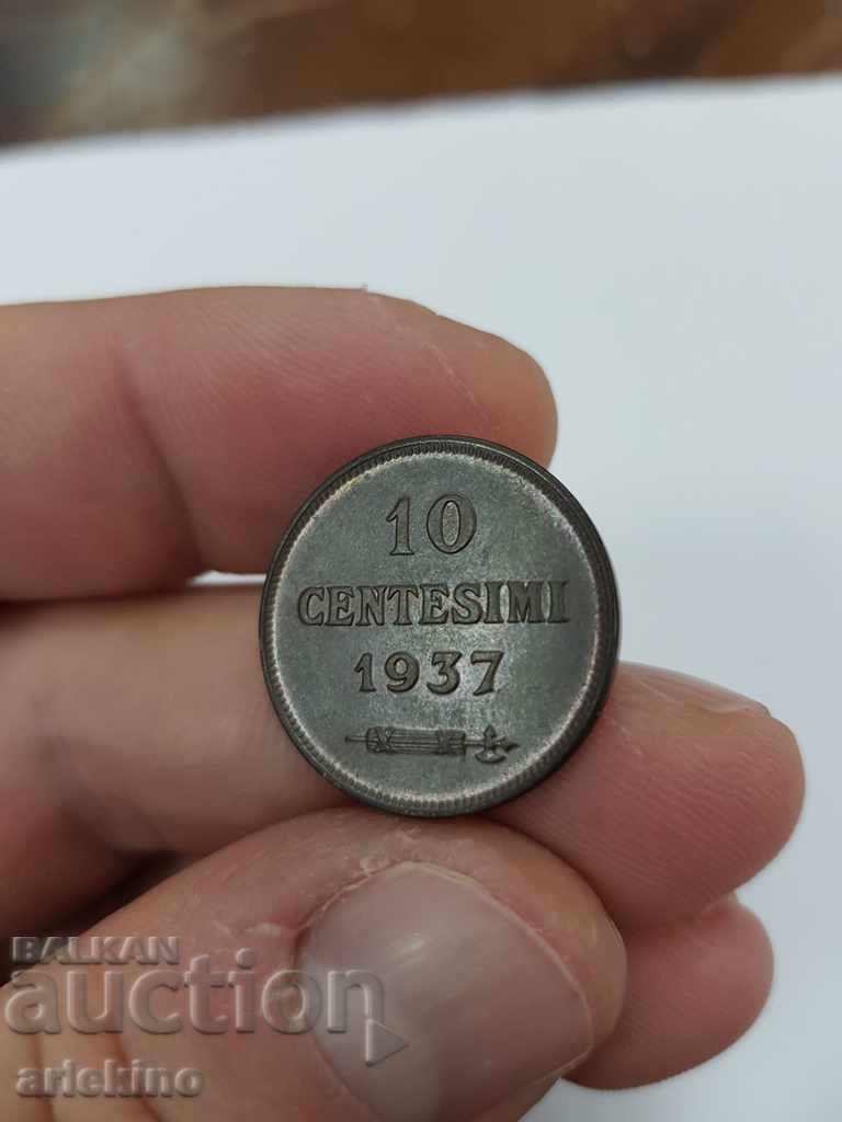 Monedă rară 10 centisimi San Marino 1937