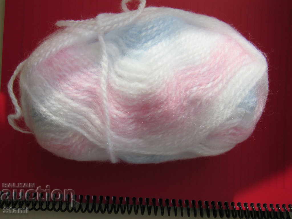 Yarn white, light blue and pink-ombre 54 grams with price 3.00 BGN | € 1.53