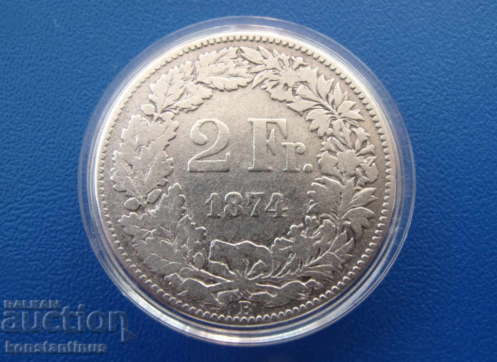 Switzerland 2 Francs 1874 Rare