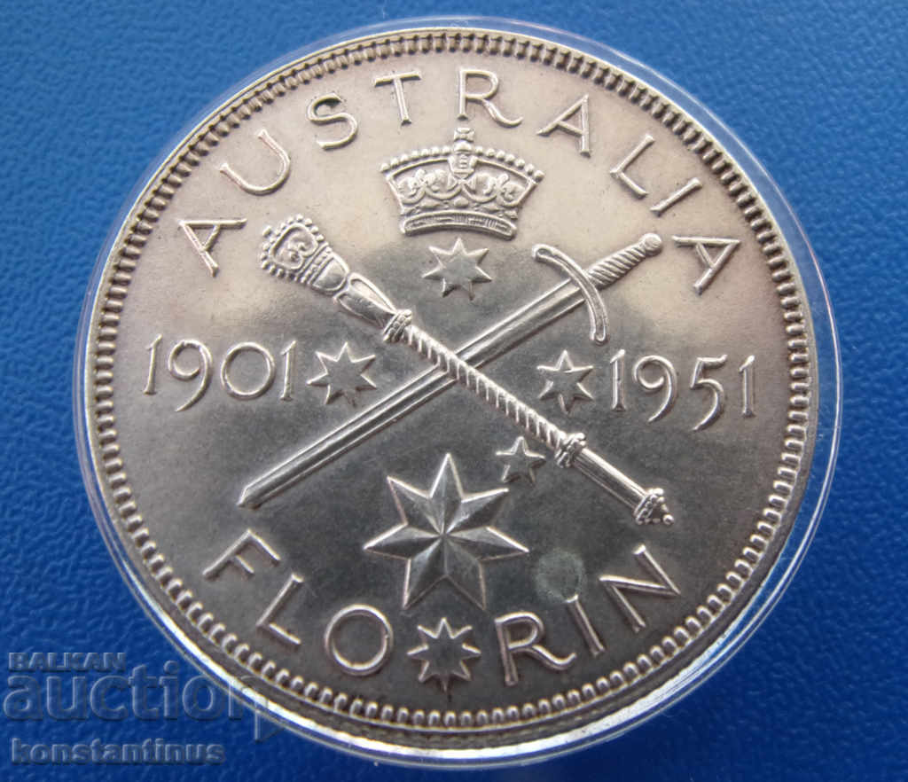 Australia 1 Florin 1951 Rare