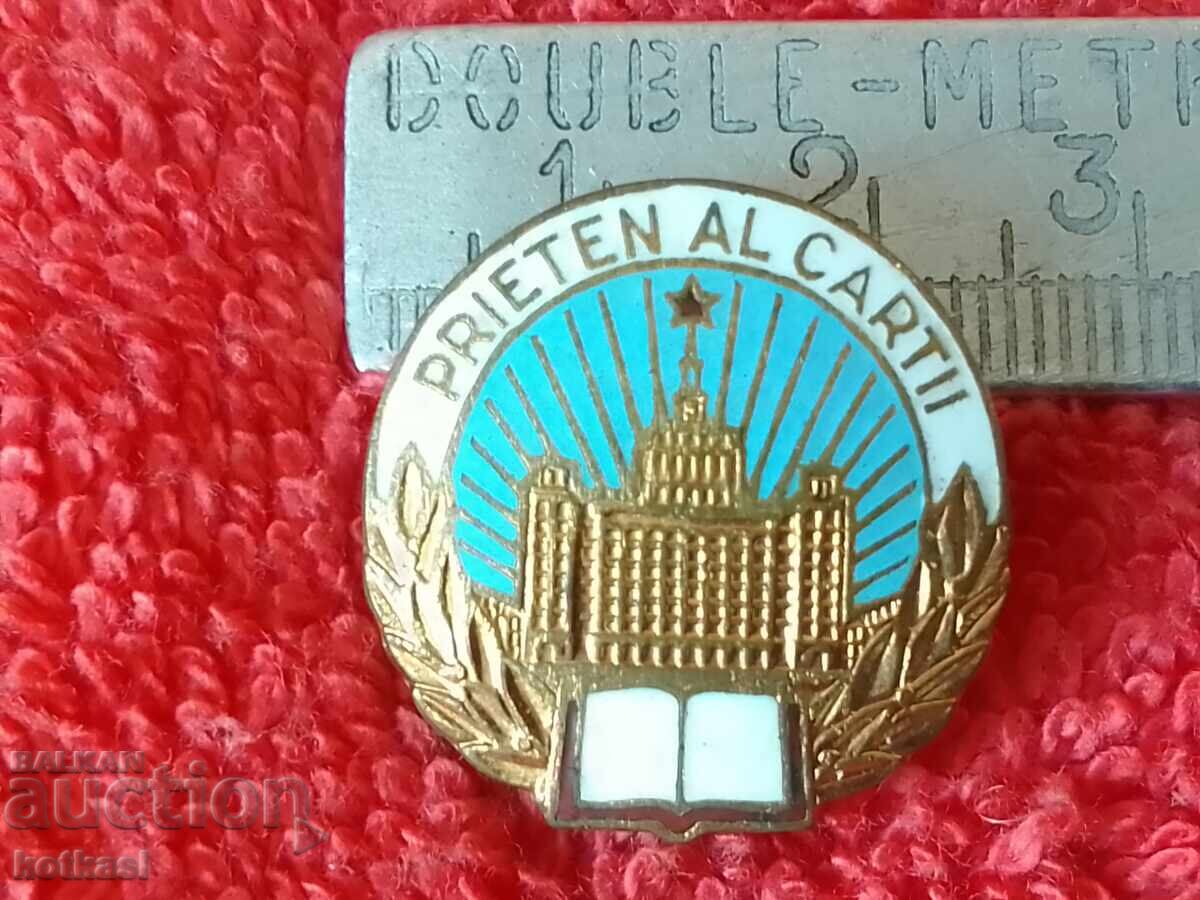 Old badge bronze gilt Friend of the book Romania Old badge bronze gilt Friend of the book Romania