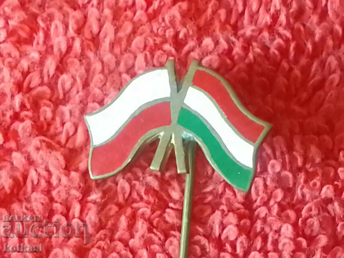 Auction Old Metal Bronze Pin Badge Poland Hungary Flag Auction Old Metal Bronze Pin Badge Poland Hungary Flag