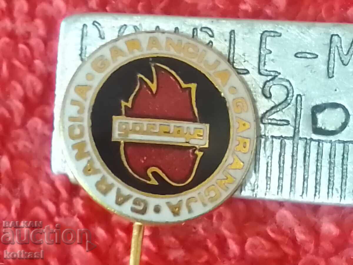 Old pin badge enamel Guarantee Zagreb Yugoslavia Old pin badge enamel Guarantee Zagreb Yugoslavia