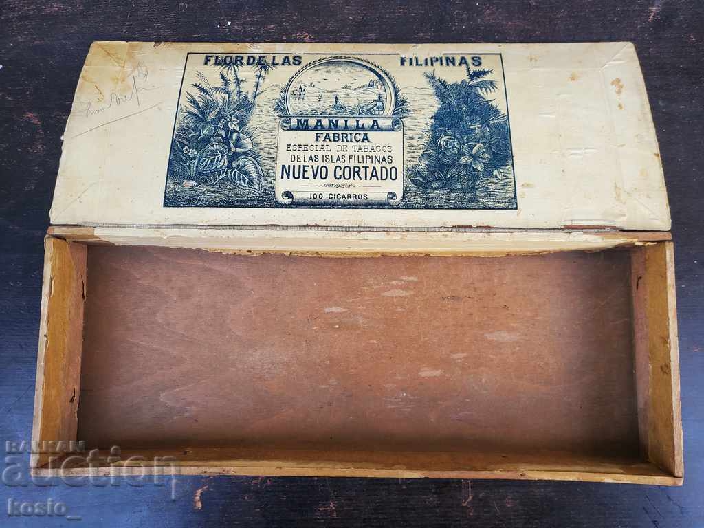 Old Filipino wooden cigar box with price 10.00 BGN | € 5.11 Old Filipino wooden cigar box with price 10.00 BGN | € 5.11